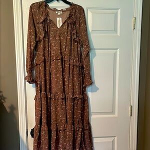 Floral Brown Maxi Dress